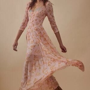 Free People It's Fate Midi Dress in Powder Pink Size M